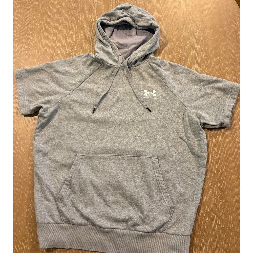 Under Armour Gray Cold Gear Short Sleeve Sweatshirt Hoodie Pullover Mens Size M